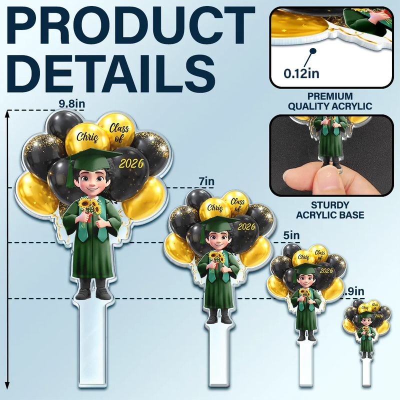 Graduation,Happy,Dad - Daughters (Adult),Gift For Daughter,Mom - Daughters (Adult),Dad - Sons,Gift For Son,Mom - Sons - 3D Effect Happy Graduation Woman Man - Personalized Acrylic Cake Topper