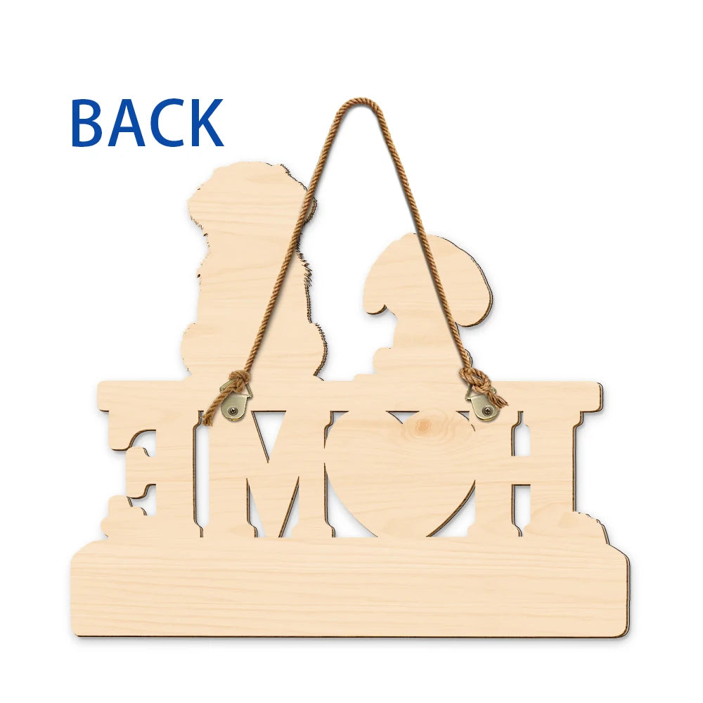 Top Market,Adorable,Pet Lovers,Vector - 3D Effect Home Is Where My Dogs Cats Are - Personalized Custom Shaped Wood Sign
