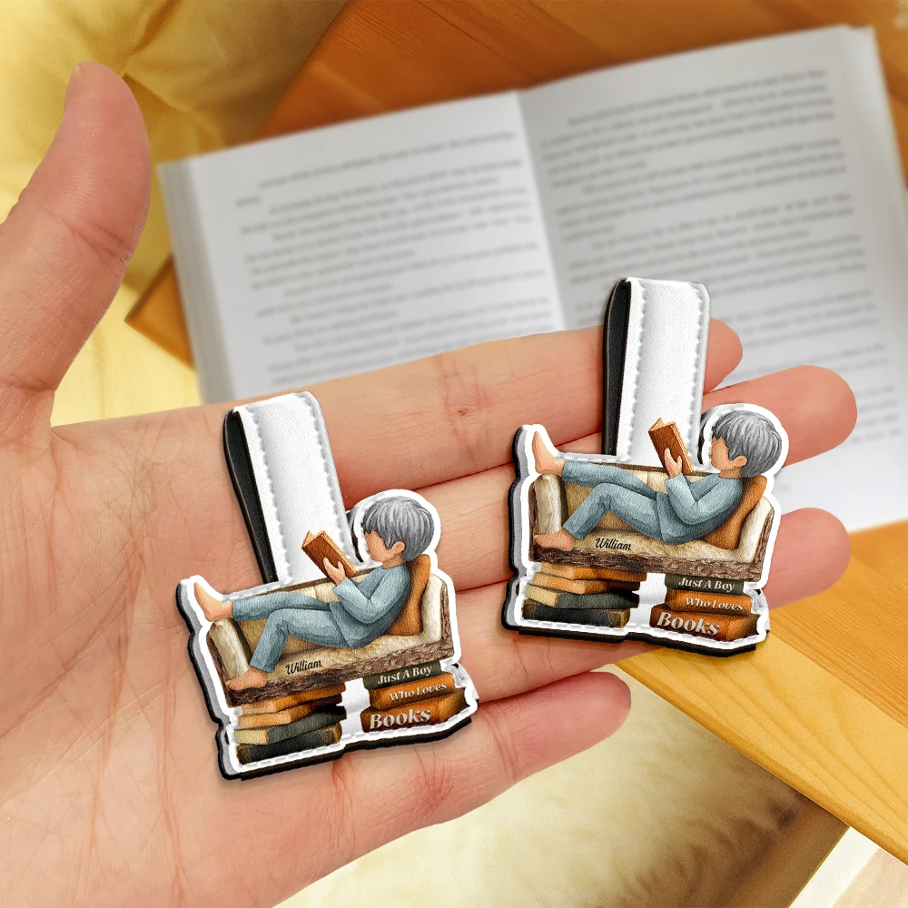 Gift For Women,Gift For Men,Happy,Reading - 3D Effect Just A Girl Who Loves Books - Personalized Custom Shaped Leather Magnetic Bookmark
