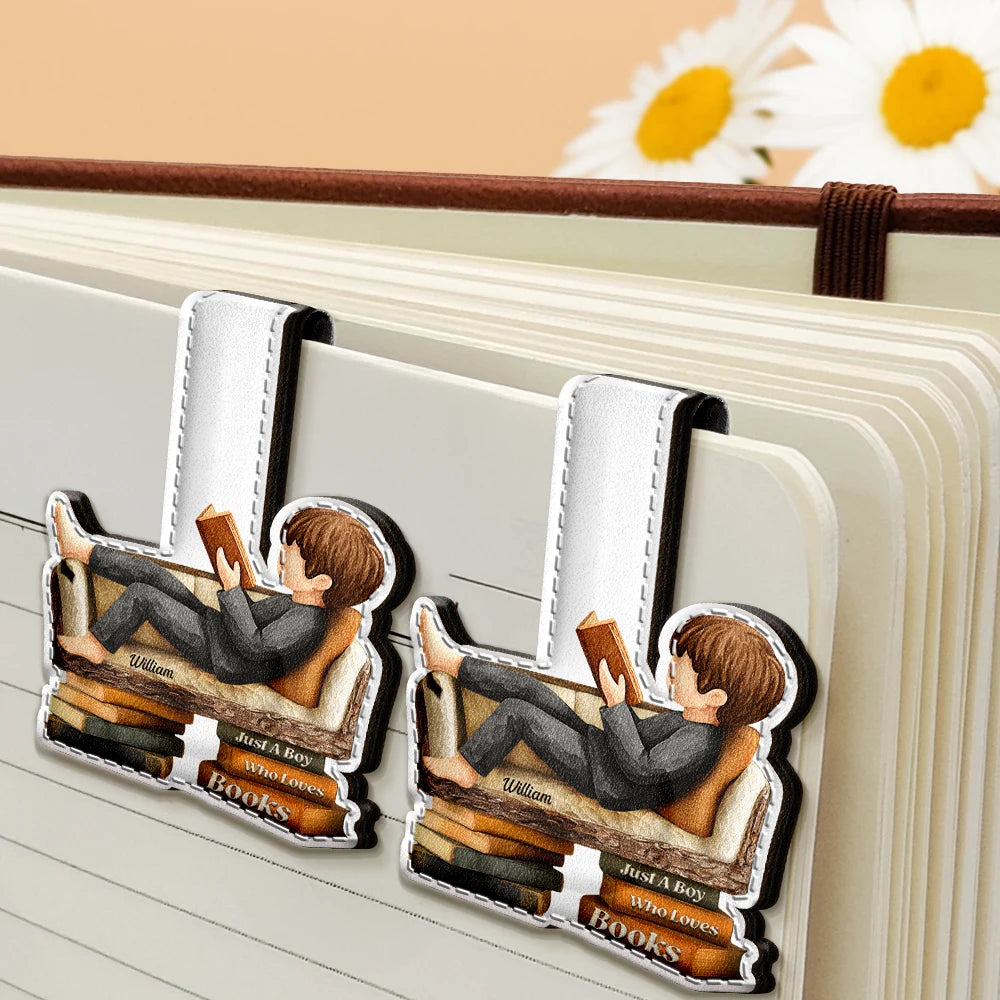 Gift For Women,Gift For Men,Happy,Reading - 3D Effect Just A Girl Who Loves Books - Personalized Custom Shaped Leather Magnetic Bookmark