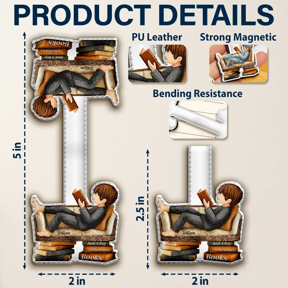 Gift For Women,Gift For Men,Happy,Reading - 3D Effect Just A Girl Who Loves Books - Personalized Custom Shaped Leather Magnetic Bookmark