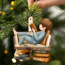 Gift For Yourself,Gift For Women,Gift For Men,Reading,Christmas,Happy - 3D Effect Just A Girl Who Loves Books - Personalized Custom Shaped Wooden Ornament