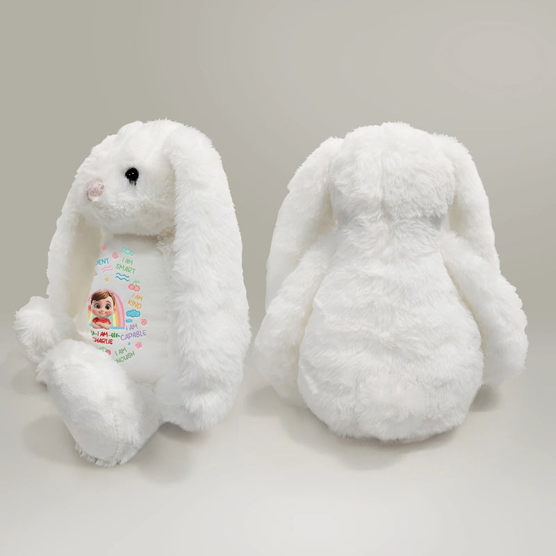 Gift For Kids, Gift For Grandkids, Grandpa - Grandkids, Grandma - Grandkids,Happy - 3D Effect Kid Baby I Am Kind I Am Smart - Personalized Soft Toy Bunny