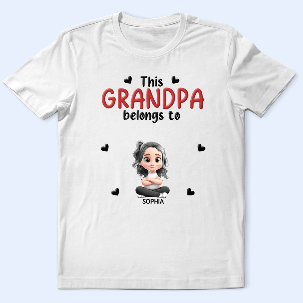 3D Effect Kid Cross Arm This Grandpa Belongs To - Personalized T Shirt