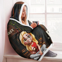 Gift For Women,Gift For Men,Reading,Top Market,Happy - 3D Effect Man Woman Reading Blanket - Personalized Wearable Hooded Blanket