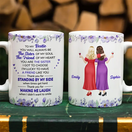 3D Effect My Bestie The Sister Of My Soul - Personalized White Edge-to-Edge Mug