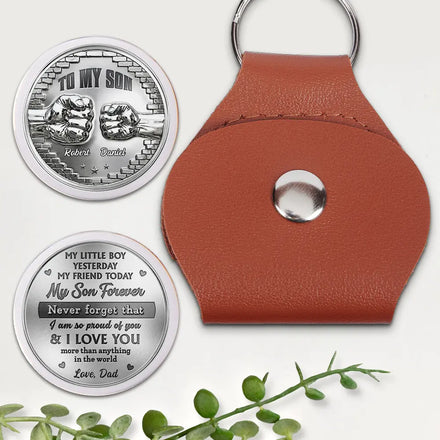 3D Effect My Son Grandson Forever - Personalized Leather Pocket Hug