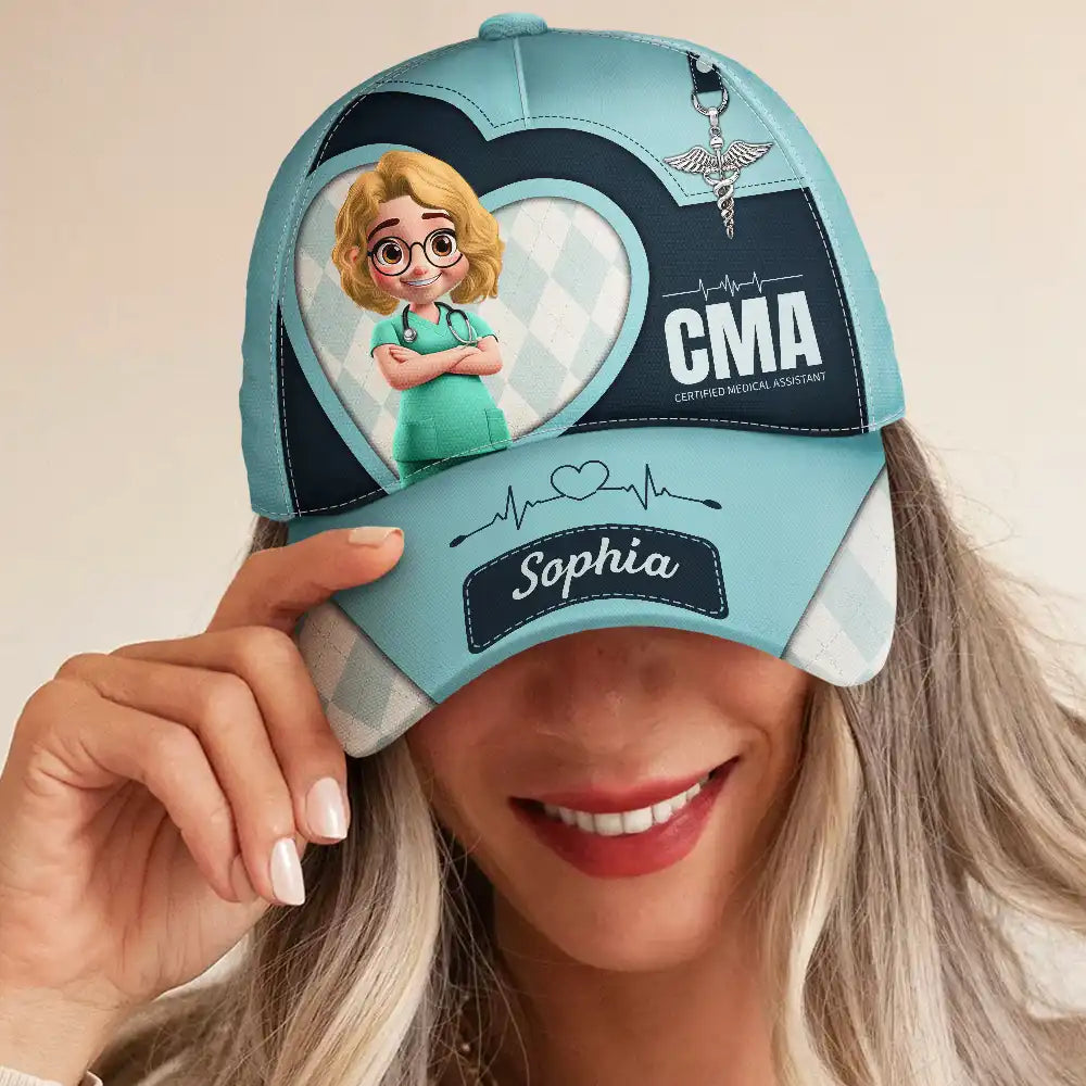 Nurse,Gift For Women,Gift For Men,Happy,Gift For Yourself,Vector,Proud - 3D Effect Nurse Job Title - Personalized Classic Cap