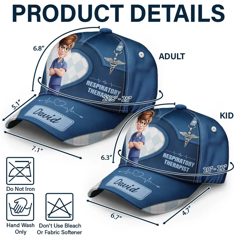 Nurse,Gift For Women,Gift For Men,Happy,Gift For Yourself,Vector,Proud - 3D Effect Nurse Job Title - Personalized Classic Cap
