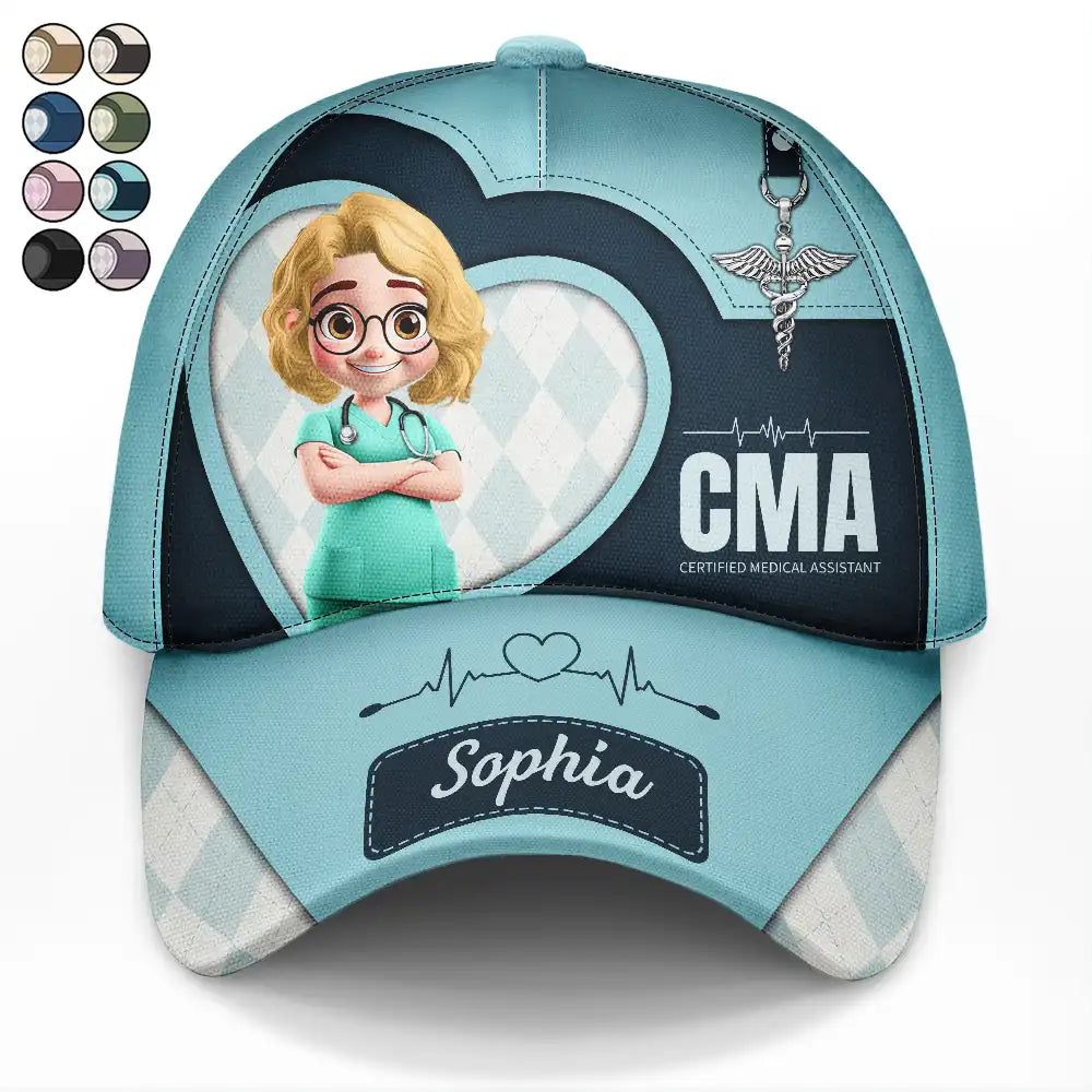 Nurse,Gift For Women,Gift For Men,Happy,Gift For Yourself,Vector,Proud - 3D Effect Nurse Job Title - Personalized Classic Cap