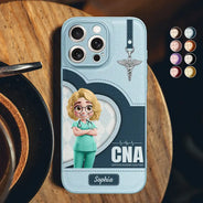 Nurse,Gift For Women,Gift For Men,Happy,Gift For Yourself,Vector,Proud - 3D Effect Nurse Job Title - Personalized Leather Phone Case