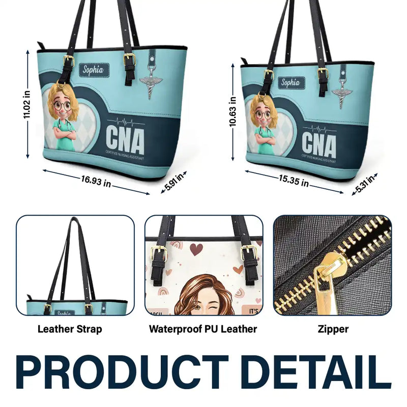 Nurse,Gift For Women,Gift For Men,Happy,Gift For Yourself,Vector,Proud - 3D Effect Nurse Job Title - Personalized Leather Tote Bag