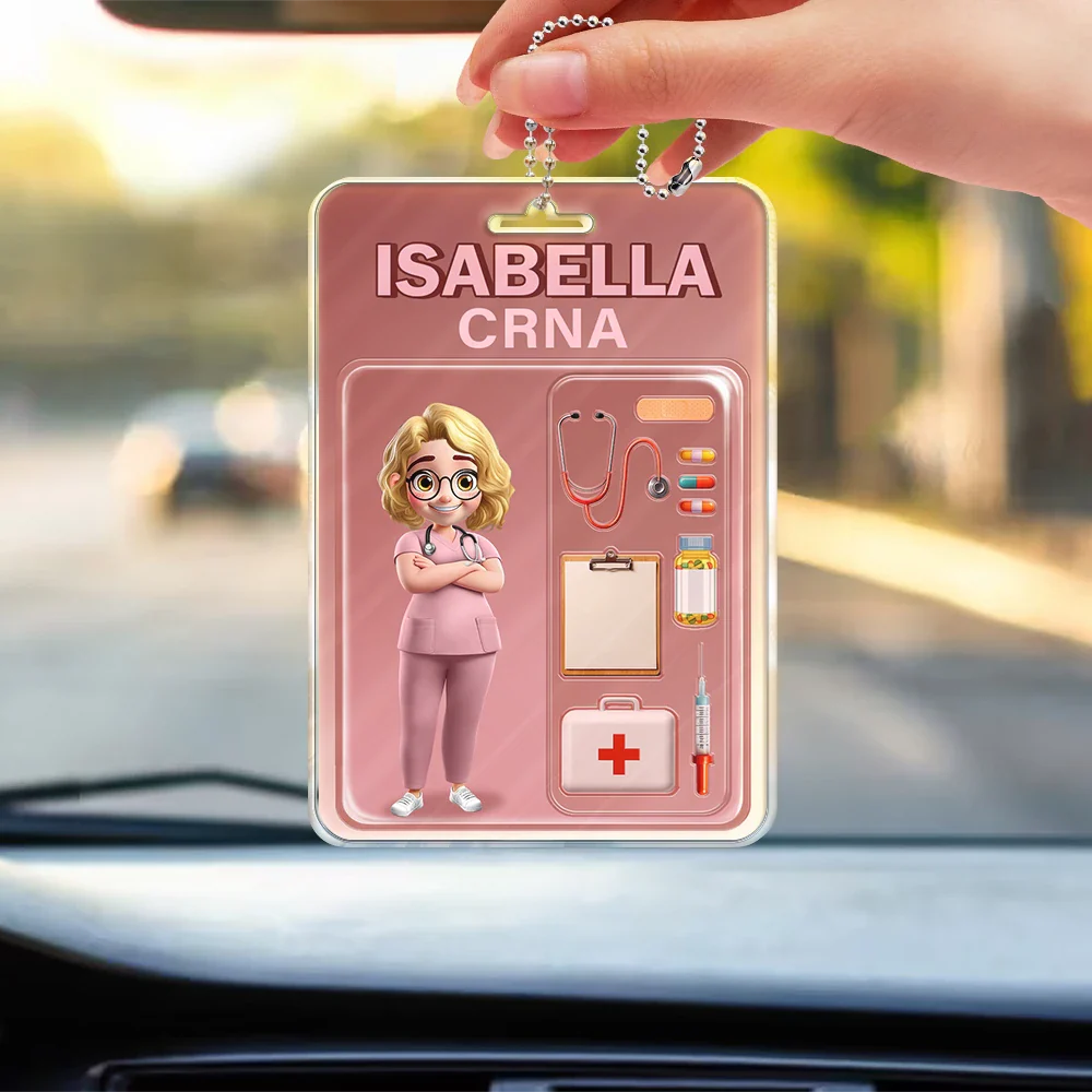 Nurse,Gift For Bestie,Gifts For Colleagues - 3D Effect Nurse Job Title Pack Packaging - Personalized Acrylic Car Hanger
