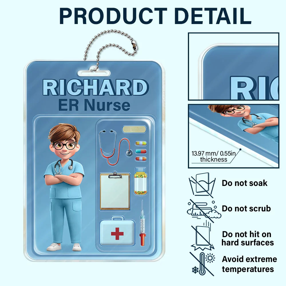 Nurse,Gift For Bestie,Gifts For Colleagues - 3D Effect Nurse Job Title Pack Packaging - Personalized Acrylic Car Hanger