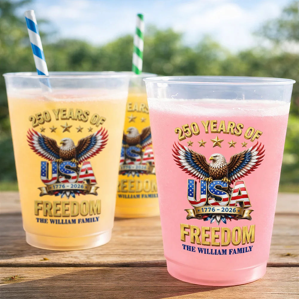 Family,America 250th,Happy,Top Market,Proud - 3D Effect Patriotic Eagle 250 Years Of Freedom - Personalized Frosted Cups