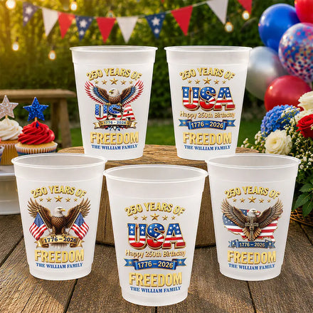 3D Effect Patriotic Eagle 250 Years Of Freedom - Personalized Frosted Cups