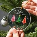 Top Market,Christmas,Gift For Sibling,Cozy,Icon - 3D Effect Pine Trees Brothers & Sisters Forever Linked Together - Personalized Circle Glass Ornament
