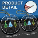 Top Market,Christmas,Gift For Sibling,Cozy,Icon - 3D Effect Pine Trees Brothers & Sisters Forever Linked Together - Personalized Circle Glass Ornament
