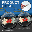 Happy, Family, Christmas - 3D Effect Puzzle Family - Personalized Circle Glass Ornament