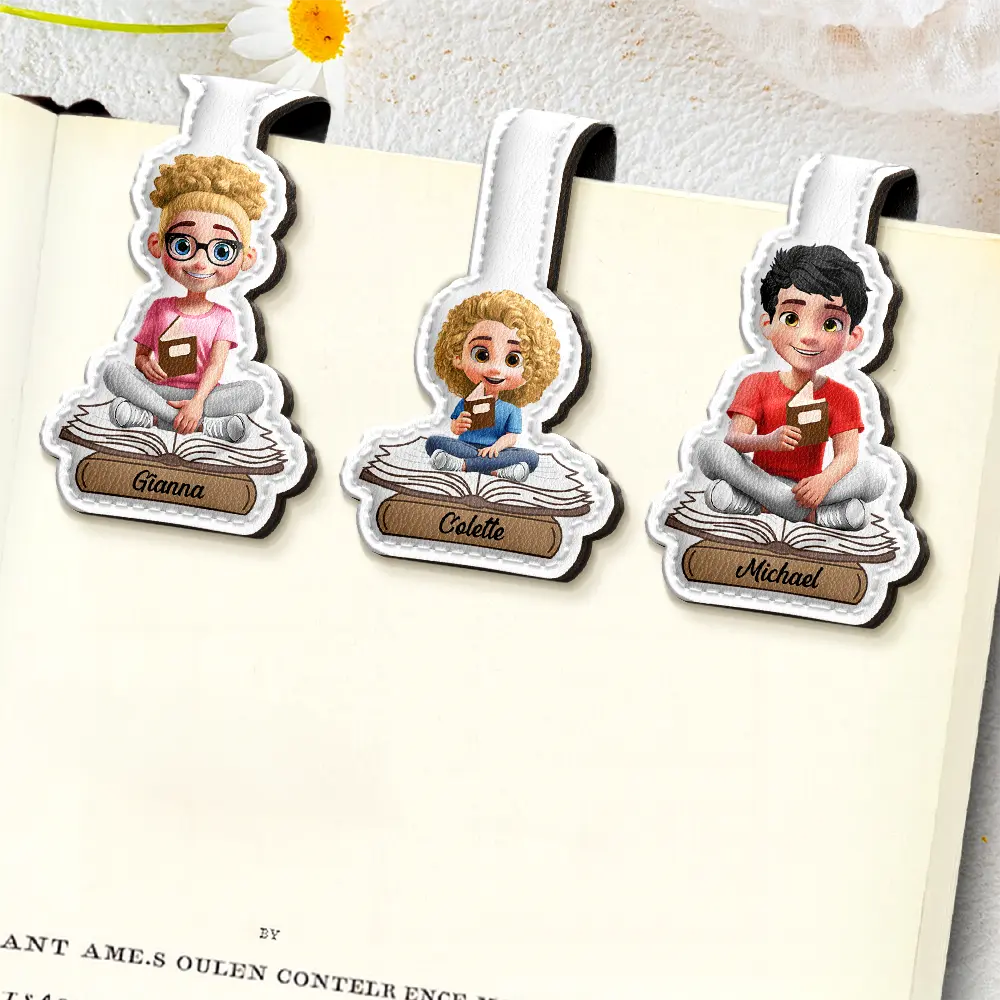 Gift For Yourself,Reading - 3D Effect Reading Woman Man Kid Family - Personalized Custom Shaped Leather Magnetic Bookmark