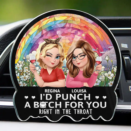 3D Effect Right In The Throat Sisters Besties - Personalized Acrylic Car Vent Clip