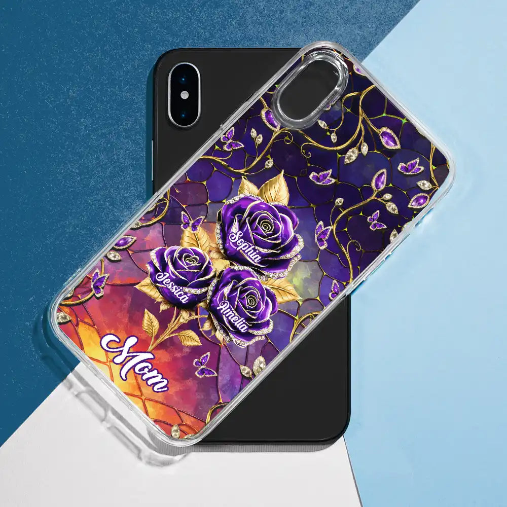 3D Effect Roses Mom’s Everlasting Love - Personalized Clear Phone Case