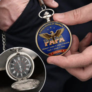Gift For Father,Gift For Grandpa,Gift For Men,Independence Day,Happy - 3D Effect Stars & Stripes Dad Grandpa And Kids Names - Personalized Pocket Watch
