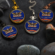 Gift For Father,Gift For Grandpa,Gift For Men,Independence Day,Happy - 3D Effect Stars & Stripes Dad Grandpa And Kids Names - Personalized Pocket Watch