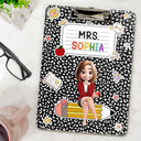 Back To School,Teacher,Proud,Vector,Alternating Color Text - 3D Effect Teacher Composition Notebook Theme - Personalized Acrylic Clipboard