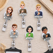 Top Market,Confident,Officer,Vector - 3D Effect Teacher Coworker Boss With Name - Personalized Badge Reel