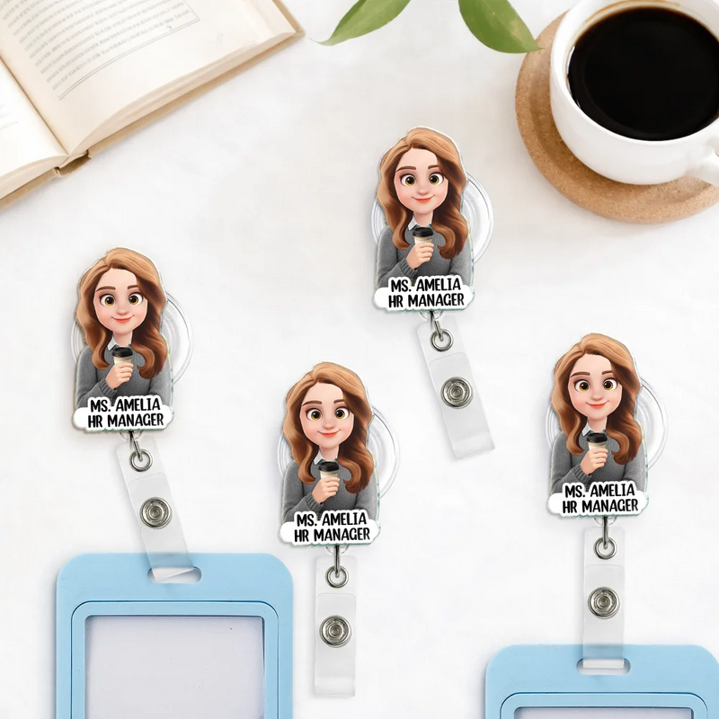 Top Market,Confident,Officer,Vector - 3D Effect Teacher Coworker Boss With Name - Personalized Badge Reel