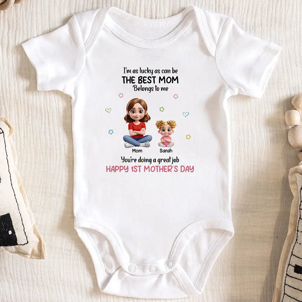 New Mom,New baby,Happy,Top Market - 3D Effect The Best Mom Belongs To Me - Personalized Baby Onesie