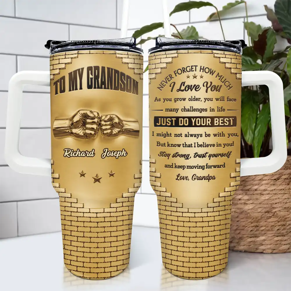 Gift For Son,Gift For Grandkids,Icon,Inspirational - 3D Effect To My Son Just Do Your Best - Personalized 40oz Tumbler With Straw