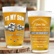 Inspirational,Icon - 3D Effect To My Son Just Do Your Best - Personalized Beer Glass