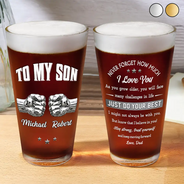 Inspirational,Icon - 3D Effect To My Son Just Do Your Best - Personalized Beer Glass