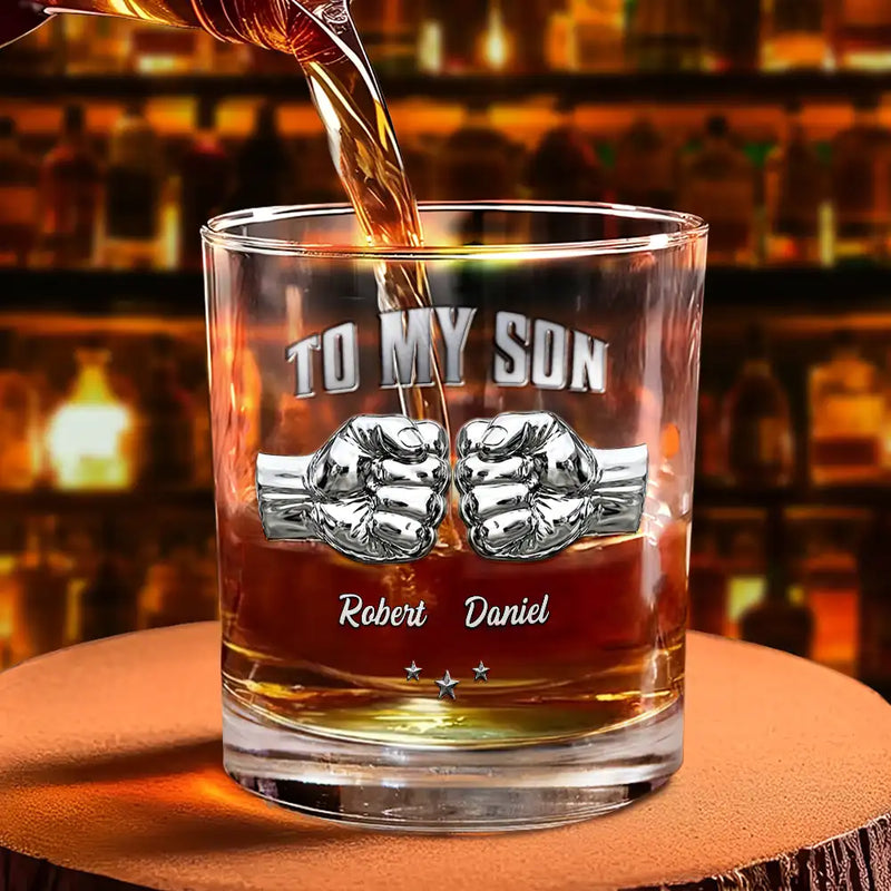 Gift For Son,Gift For Grandkids,Icon,Inspirational - 3D Effect To My Son Just Do Your Best - Personalized Whiskey Glass