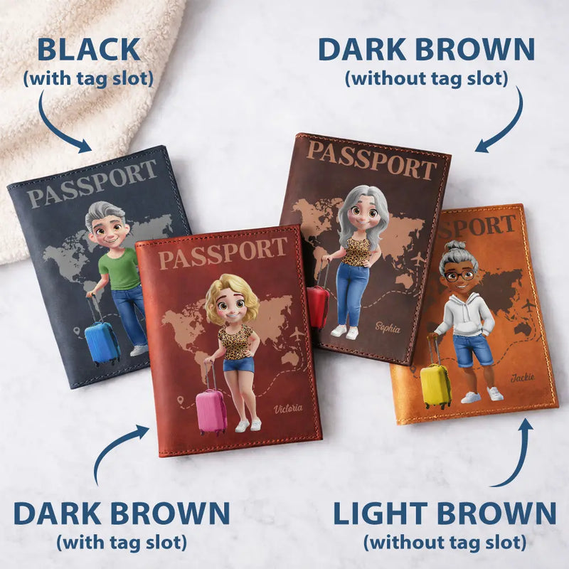 Gift For Yourself,Gift For Women,Gift For Men,Happy,Travel - 3D Effect Travel Woman Man - Personalized Leather Passport Holder