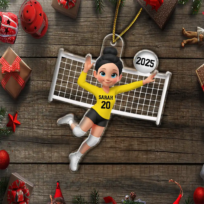 Gift For Yourself,Happy,Christmas,Gift For Women,Non-Eng - 3D Effect Volleyball Girl - Personalized Custom Shaped Acrylic Ornament