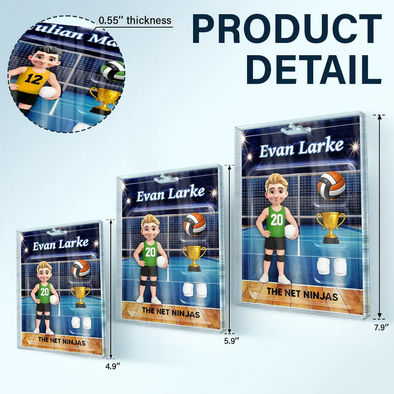 Gift For Yourself, Gift For Women, Gift For Men, Happy - 3D Effect Volleyball Player Toy Box - Personalized Custom Shaped Acrylic Plaque