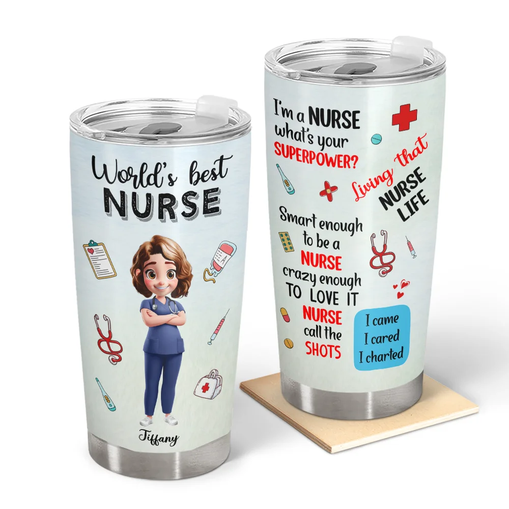 Nurse, Gift For Women, Gift For Men, Gift For Yourself, Happy, Top Market - 3D Effect World's Best Nurse - Personalized Tumbler