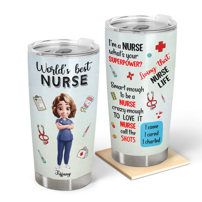 Nurse, Gift For Women, Gift For Men, Gift For Yourself, Happy, Top Market - 3D Effect World's Best Nurse - Personalized Tumbler