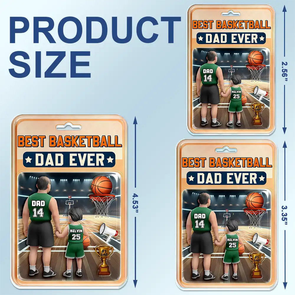 Gift For Father, Dad - Sons, Dad - Children, Sport Dad, Basketball, Dad - Daughters (Young), Happy - 3D Figure Best Basketball Dad Ever - Personalized Acrylic Car Hanger