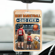 Gift For Father, Dad - Sons, Dad - Children, Sport Dad, Basketball, Dad - Daughters (Young), Happy - 3D Figure Best Basketball Dad Ever - Personalized Acrylic Car Hanger