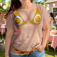 Gift For Bestie, Humorous, Beach, Summer, Icon - 3D Funny Body Food Bikini - Personalized Full Print T Shirt