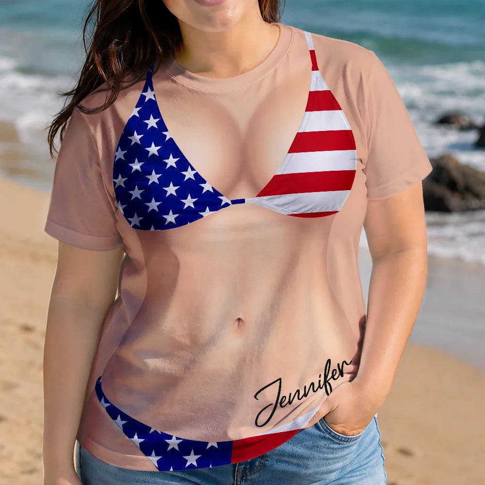 Gift For Bestie, Humorous, Beach, Summer, Icon - 3D Funny Body Country Flag - Personalized Full Print T Shirt
