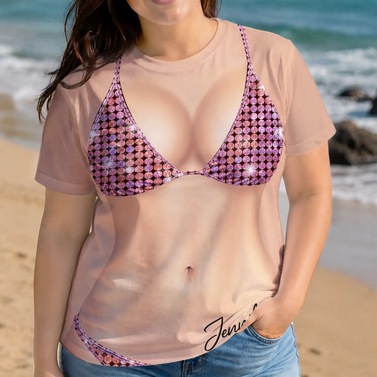 Gift For Bestie,Humorous,Beach,Summer,Icon - 3D Funny Body Disco Party - Personalized Full Print T Shirt