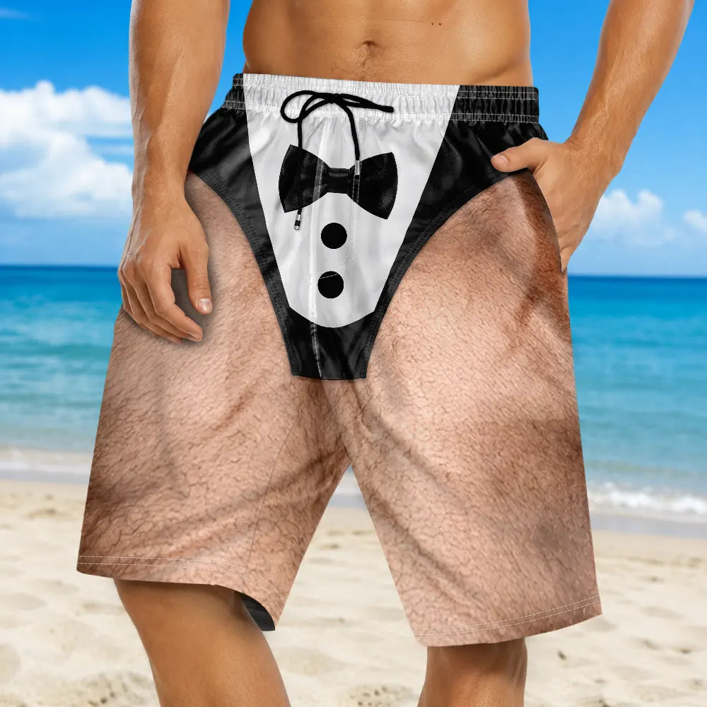 Humorous, Gift For Men, Gift For Yourself, Summer, Wedding, Icon - 3D Funny Body Swim Trunks Man Groomsmen - Personalized Unisex Beach Shorts