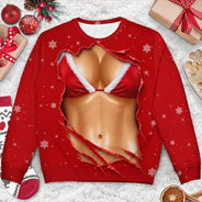 Christmas,Humorous,Gift For Yourself,Gift For Women,Icon - 3D Funny Realistic Body Christmas Gift For Wife Girlfriend - Personalized Unisex Ugly Sweater