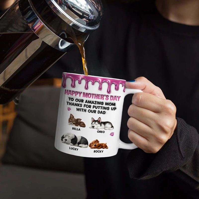 Dog Mom, Gift For Women, Happy, Top Market - 3D Inflated Effect Dog To My Amazing Mom - Personalized White Edge-to-Edge Mug