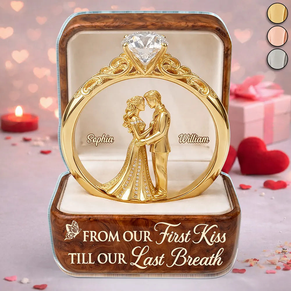 Gift For Couples, Gift For Women, Gift For Men, Love, Top Market - 3D Inflated Effect Printed Wedding Couple From Our First Kiss - Personalized Custom Shaped Acrylic Plaque